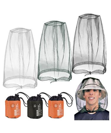 Grantop 2 Pieces Mosquito Head Net Nylon Face Net Mesh Mesh Bug Net for Outdoor Hiking Camping Climbing Fishing and Walking Gray&green&black