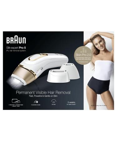 Braun IPL Silk-Expert Pro 5 PL5242 Hair Removal Device - Home Laser Alternative White/Gold Includes Case & Venus Shaving System 3 Heads - Perfect Gift for Women - Buy Online on GoSupps.com