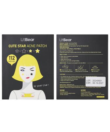 Buy LitBear Star Shaped Acne Patches - Hydrocolloid Zit Dots with Tea Tree & Centella | 112 Patches | International Shipping - Buy Online on GoSupps.com