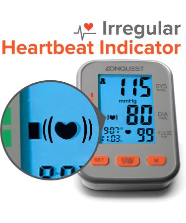 Buy Konquest Automatic Blood Pressure Monitor - XL Cuff (12.5" to 19") - Large Display & Irregular Heartbeat Detector - International Shipping Available - Buy Online on GoSupps.com