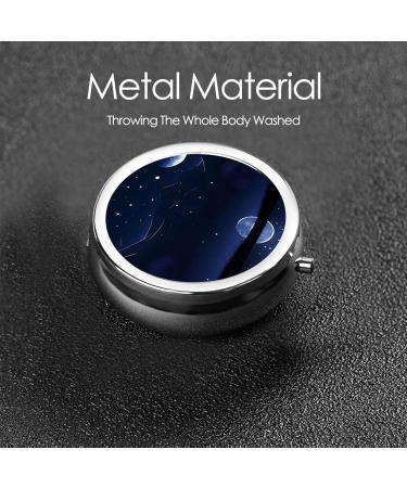 Serene Blue Night View Round Pill Box - 3 Compartment Portable Pill Organizer for Travel - Buy Online on GoSupps.com