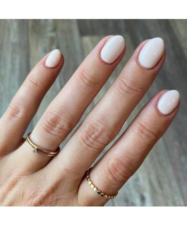modelones Short Press on Nails 32Pcs 16 Sizes Oval Fake Nails Kit Press Ons with Nail Glue Adhesive Tabs Nail File Prep Pad Manicure Stick Milky White A-Milky White
