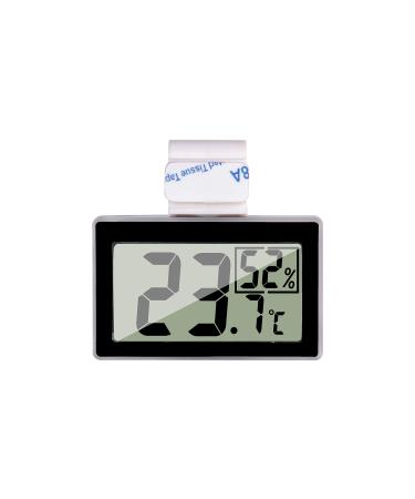 Reptile Thermometer Hygrometer LCD Digital Humidity Gauge Digital Thermometer Hygrometer for Reptile Terrarium Digital Reptile Tank Thermometer Hygrometer with Hook Ideal for Reptile Tanks Black