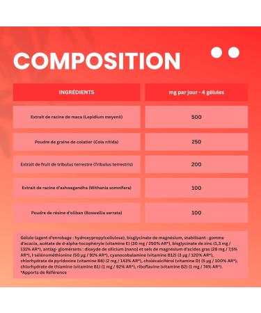 Performance Masculine | Testost rone Homme | Vigueur & Endurance | Booster Libido | Maca Tribulus Ashwagandha & Magn sium | LIBIBOOST | 90 G lules | Compl ment Alimentaire Homme | Fabriqu en France - Buy Online on GoSupps.com