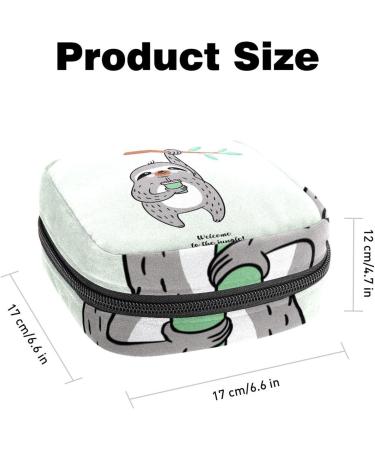 Women's Portable Period Kit - Jungle Sloth Green Storage Bag with Pockets | Stylish Feminine Product Holder - Buy Online on GoSupps.com