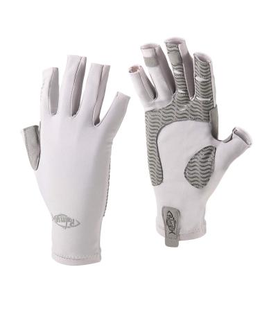 Palmyth UV Protection Fishing Fingerless Gloves UPF50+ Sun Gloves Men Women for Kayaking, Hiking, Paddling, Driving, Canoeing, Rowing Light Gray Medium