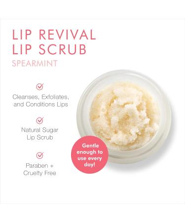 Beauty For Real Lip Revival Spearmint - Organic Exfoliating & Hydrating Sugar Lip Scrub for Dry Chapped Lips - Vegan Essential Oils - 0.15 oz - Buy Online on GoSupps.com