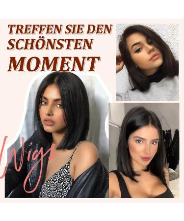 Testar 14 Inch Black Wig for Women - Short Heat-Resistant Bob Synthetic Hair | Glue-Free Everyday & Costume Wear - Buy Online on GoSupps.com