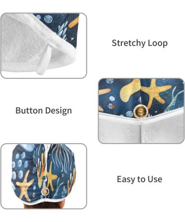 Watercolor Animals Under The Sea Hair Towel 2 Pack | Super Absorbent Quick Dry Hair Turbans for Women & Girls - Buy Online on GoSupps.com