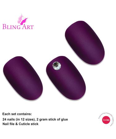 Shop False Nails Bling Art Purple Matte Oval - 24 Medium Tips with Glue | Trendy & Durable Artificial Nails for All Occasions - Buy Online on GoSupps.com