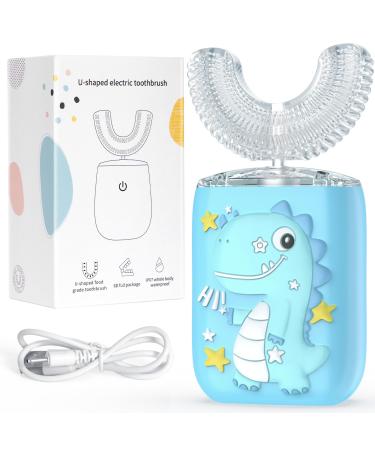 U-Shaped Electric Toothbrush for Kids:360 Degree Sonic Vibration - 45S Timer Quickly Cleaning Develop Toddler Brushing Habits - Rechargeable Blue Ages 2-6