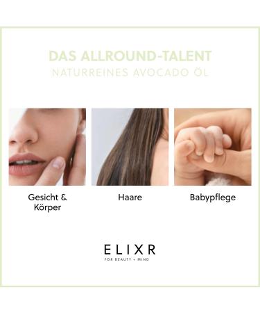 ELIXR - Organic Avocado Oil Cold Pressed - 100% Avocado Oil for Cosmetic Use - Avocado Oil - 100 ml 100 ml (Pack of 1) - Buy Online on GoSupps.com