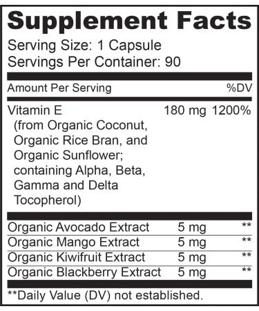 NATURELO Vitamin E 300 IU Supplement - Organic Whole Foods, Healthy Skin, Hair, Nails, Immune & Eye Health - 90 Vegan Capsules - Non-GMO, Soy Free - Buy Online on GoSupps.com