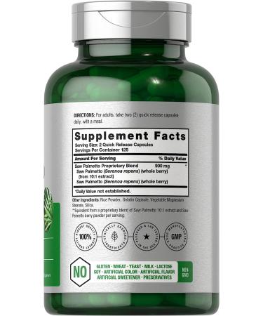 Saw Palmetto Extract 900mg - 250 Capsules - Non-GMO & Gluten Free Formula - Men's Traditional Herb Supplement - Horbaach - Buy Online on GoSupps.com