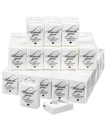 120 Bulk Wedding Tissues Packs for Guests Thank You for Celebrating with Us Facial Tissues Individual Pocket Tissue Packs Travel Mini Size 2 Ply Tissues for Weddings Housewarming Baby Shower Favors