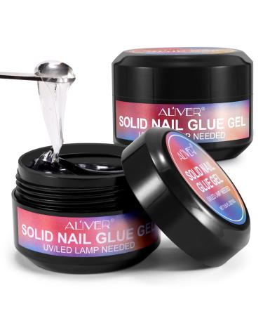 Solid Nail Glue Gel for False Nail Tips Super Strong Nail Glue for Press On Nails Long Lasting Nail Glue for Acrylic Nails Art DIY at Home Need UV Light Cured 15g