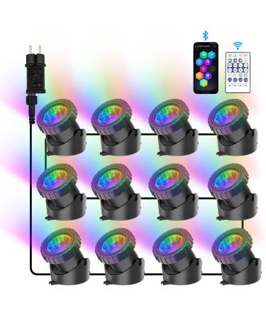 Natpow pond lighting underwater with Bluetooth app underwater lighting RGB pond light with remote control IP68 waterproof DIY color change garden lighting for garden patio tree (12 in 1) 12h - Buy Online on GoSupps.com
