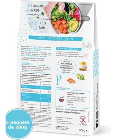 L V Happy Food - Sticky Rice - Konjac Rice - Gluten Free Round Rice - Konjac & Oatmeal - Vegan Gluten Free Low Calorie - Bo - Buy Online on GoSupps.com