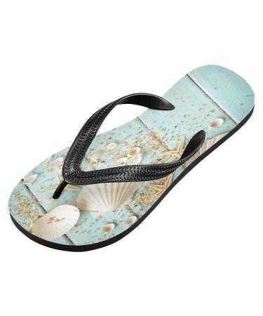Mnsruu Wooden Starfish Shell Flip Flops - XL for Men & Women | Home Hotel Spa & Travel Footwear | International Shipping - Buy Online on GoSupps.com