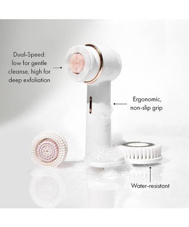 Vanity Planet Raedia 2.0 Facial Cleansing Brush with 4 Interchangeable Heads - White Silicone Exfoliator for Glowing & Acne Prone Skin - Water-Resistant Body Brush - Buy Online on GoSupps.com