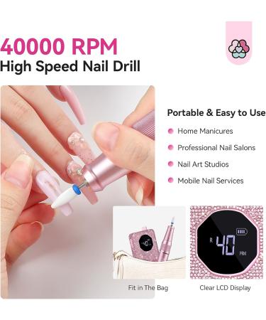 SAVILAND Professional Nail Drill 40000 RMP: Portable Diamond Nail Drill Kit Rechargeable 4000 mAh Electric Nail File for Thick Acrylic Nails with Ceramic Nail Drill Bits Sanding Bands Nail Tech Salon - Buy Online on GoSupps.com
