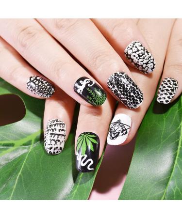 Nail Stamping Plates - Animal Snake Print Nail Stencils & Silicone Stamp Scraper | Manicure Salon Accessories for Perfect Nails - Buy Online on GoSupps.com