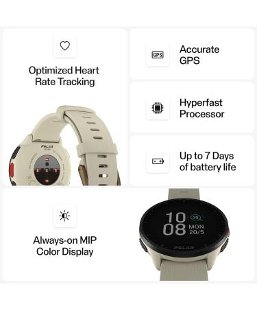 Polar Pacer GPS Running Watch - High-Speed Processor, Ultra-Light Design, Bright Display - Black S-L - Buy Online on GoSupps.com