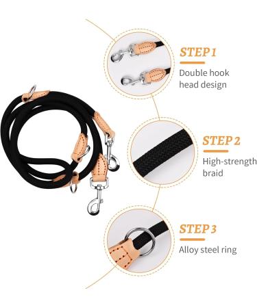 Rapidbok Adjustable Nylon Dog Leash - Durable Black Practice Leash for Small Medium and Large Dogs - Perfect for Courtyard & Freehand Use - Buy Online on GoSupps.com