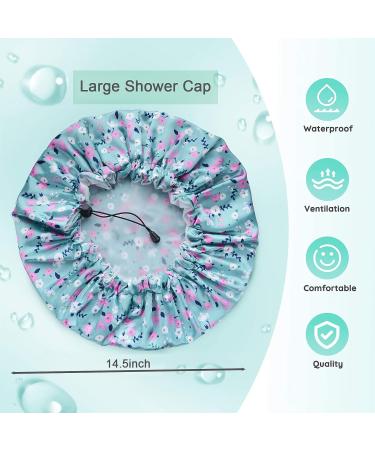 Luvruitaky 2PCS Large Reusable Waterproof Satin Shower Cap for Women | X-Large Size with PEVA Drawstring Elastic Band - Perfect for Long Hair - Buy Online on GoSupps.com
