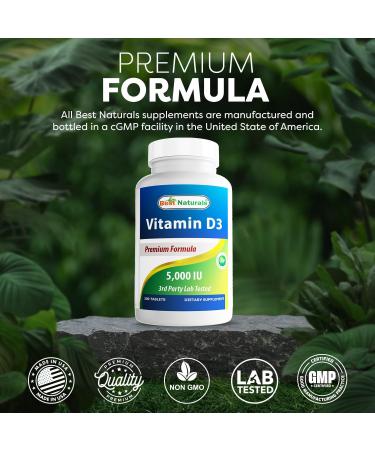 Best Naturals Vitamin D3 5000 IU 300 Tablets Made in USA Non-GMO Gluten Free No Artificial Color Flavor or Preservatives Dietary Supplement 300 Count (Pack of 1) - Buy Online on GoSupps.com
