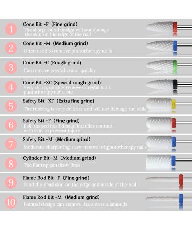 Ceramic Nail Drill Bits Set - Professional 10Pcs 3/32 Cuticle Remover for Acrylic Gel Nails - Crystal Nail Extension Tool - Nail Removal Kit - 10 Count - Buy Online on GoSupps.com