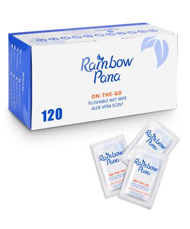 RainbowPana Flushable Wipes 120 Count, Individually Wrapped, Butt Wipes, for Women, for Men, Travel Wipes for Family 120 Count (Pack of 1) Daily Wipes