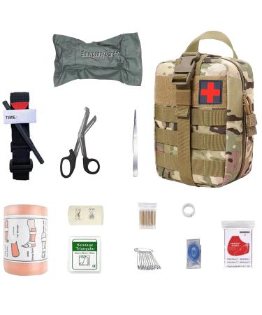 First aid set medical tactical bag medical bag for camping hunting hiking at home car and adventure trauma kit military combat survival everyday carry bleeding control Camouflage yellow