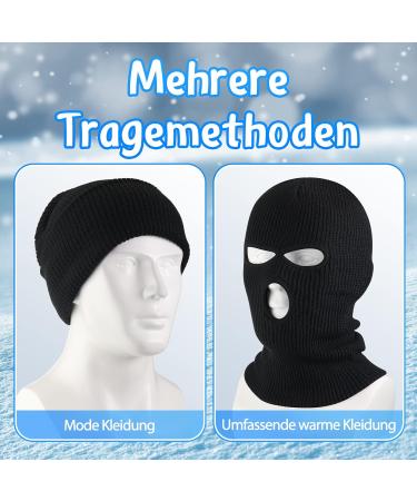 BBTO Knitted Balaclava - 3 Holes Full Face Cover | Winter Essential | One Size Black | International Shipping Available - Buy Online on GoSupps.com