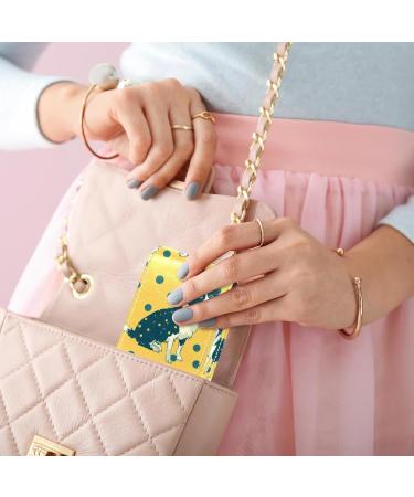 Stylish Lipstick Case with Mirror - Leather Lip Gloss Organizer Featuring Border Collie on Yellow Background - Buy Online on GoSupps.com