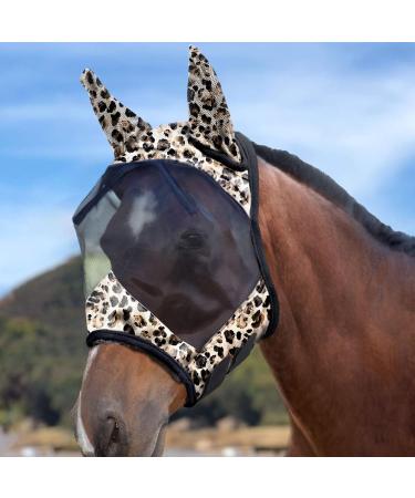 Harrison Howard CareMaster Horse Fly Mask with Ears - XL Leopard Print | UV Protection for Horses - Buy Online on GoSupps.com