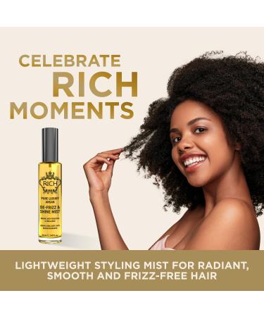 RICH Pure Luxury Argan De-Frizz & Shine Hair Mist - Lightweight Formula Hydration Frizz Protection - enrich with Argan Oil and Almond Oil - 1.69 Oz - Buy Online on GoSupps.com