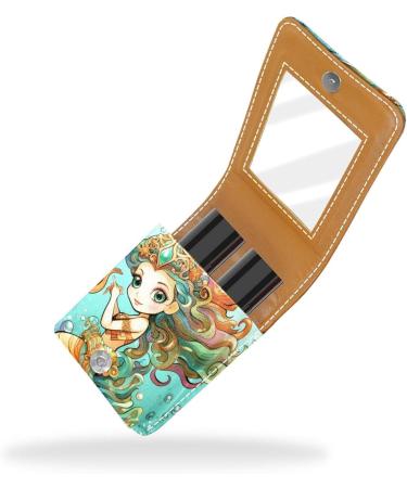 Travel Lipstick Organizer Case - Portable Makeup Bag with Mirror | Cute Mermaid Sea Horse Design - Buy Online on GoSupps.com