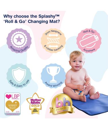 Konfidence Splashy Roll & Go Baby Changer Mat - Portable Neoprene Changing Mat in Navy - Buy Online on GoSupps.com