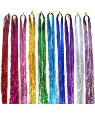 Dsoar 1600 Strands Glitter Hair Tinsel Extensions 36 Inch 10 Colors Hair Strands Kit Sparkling Shiny Hair Flair Party Highlights Heat Resistant Extensions Bling Synthetic Hairpieces for Women Girls Hair Tinsel Strands 10 colors - Buy Online on GoSupps.com