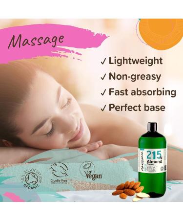 Naissance Organic Sweet Almond Oil (No. 215) 32 fl oz - Certified Organic, Cold Pressed, Vegan, Non GMO - Ideal for Massage, Skincare & Haircare - Buy Online on GoSupps.com