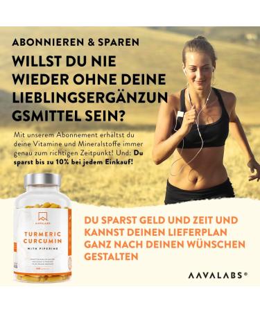 Kurkuma Capsules | 95% Curcumin & Piperine | Aavalabs - High Dose Vegan Curcumin Extract Complex | 180 Laboratory-Tested Capsules - Buy Online on GoSupps.com