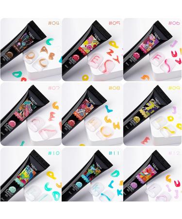 MKNZOME 12 Color 3d Gel for Nails Clear Non-Stick 3d Sculpting Nail Gel Nail Builder Gel 3d Nail Gel Solid Nail Glue Gel Hard Gel Nail Polish Nail Art for Salon DIY at Home ZJJ041 - Buy Online on GoSupps.com