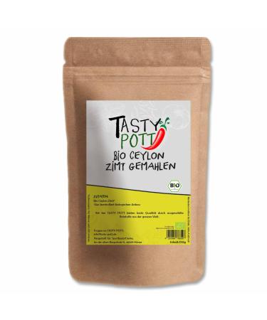 Tasty Pott Ceylon Organic Ground Cinnamon 250g | Cooking & Cooking | Aromatic Sweet Powder | Cakes, Muesli, Muesli | Refill Bag