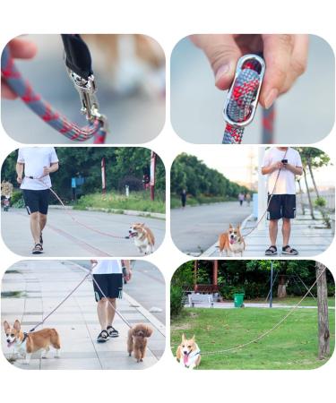 Buy Adjustable Dog Leash 2.6m - Reflective Nylon Double Linen Ideal for Walking & Training - Black & Gray - Buy Online on GoSupps.com