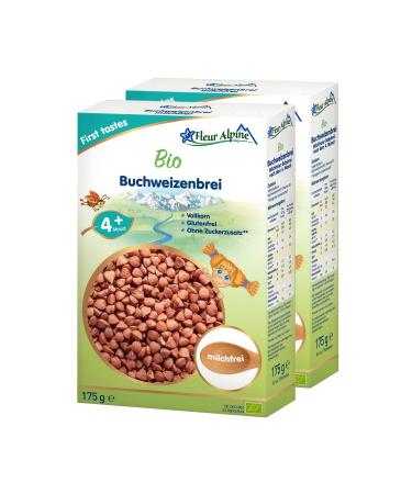 Fleur Alpine Bio Babybrei Buckwheat 2 Pack - delicious breakfast porridge |Nutritious and gluten -free |Easy preparation |Baby food 4+ months without adding sugar |2x7 portions of buckwheat 2 pieces - Buy Online on GoSupps.com