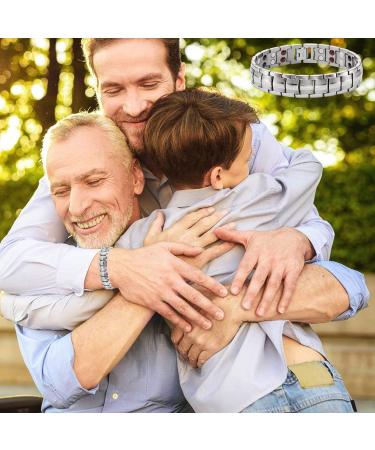 Jeracol Titanium Steel Magnetic Bracelet for Men | Double Row Strength Magnets | Free Links Removal Tool | Silver Bracelet with Gift Box - Buy Online on GoSupps.com