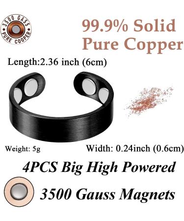 Vicmag 4X Strength Magnetic Copper Rings for Women - Adjustable 3500 Gauss Magnets - 100% Pure Copper - 2PCS Set in Jewelry Gift Box (Black) - Buy Online on GoSupps.com