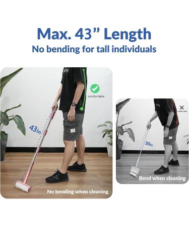 Buy Extendable Long Lint Roller with Dust-Proof Cover - 3 Refills 180 Sheets for Furniture Clothes Carpets & Curtains (Pink) - International Shipping Available - Buy Online on GoSupps.com