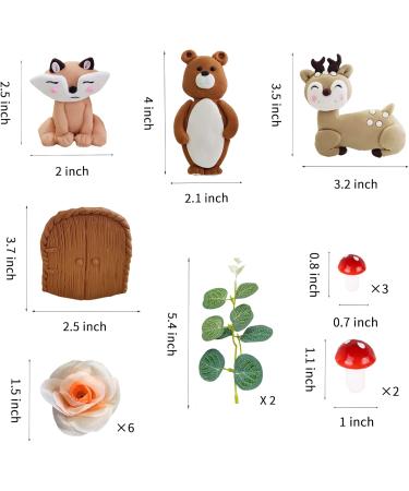 Forest Woodland Animal Cake Toppers Fox Bear Deer Flower Cake Decorations for Oh Baby Woodland Themed Birthday Party (flowers) - Buy Online on GoSupps.com